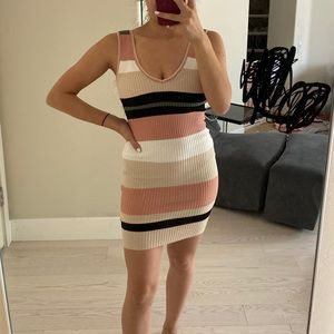 Striped body con knit dress